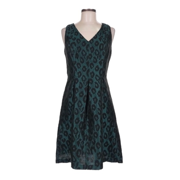 Ann Taylor LOFT Teal Leopard Print Fit & Flare Sleeveless Sheath Dress Size 2 - Picture 1 of 9